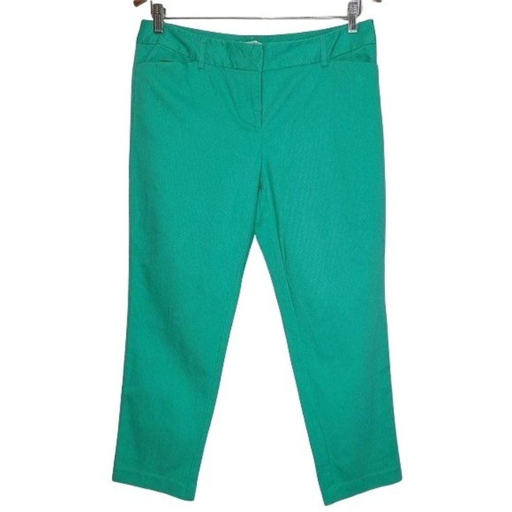 Liz Claiborne Women Green Emma Crop Golf Pants Size 10 Petite Mid Rise Stretch